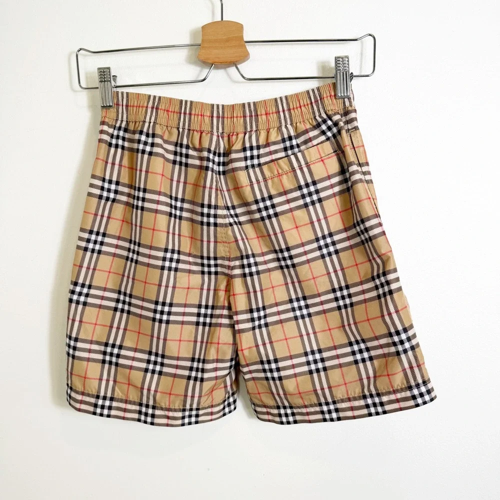 Burberry Swim Trunks Boys 10Y Beige Vintage Check Drawstring Mesh Lined